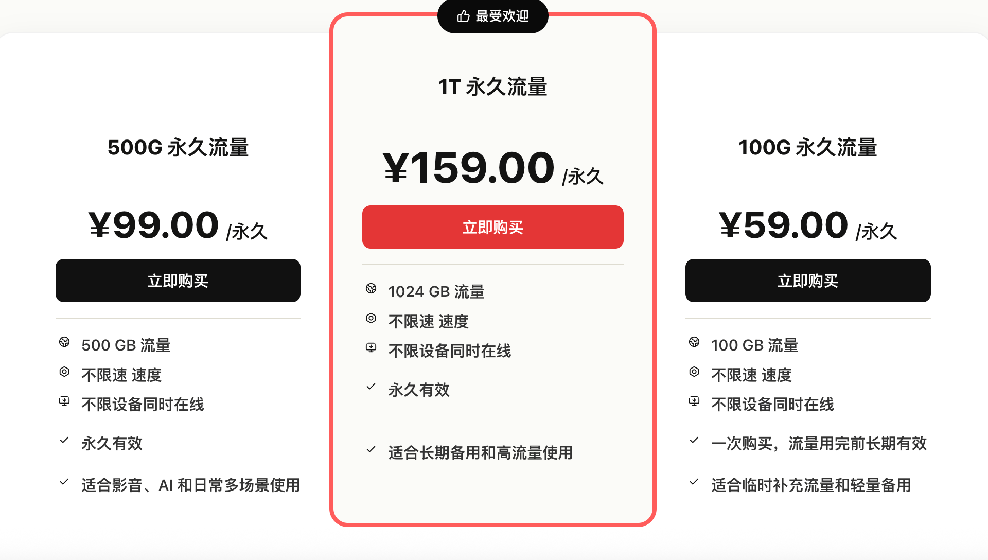 Tidal 潮汐加速永久流量套餐